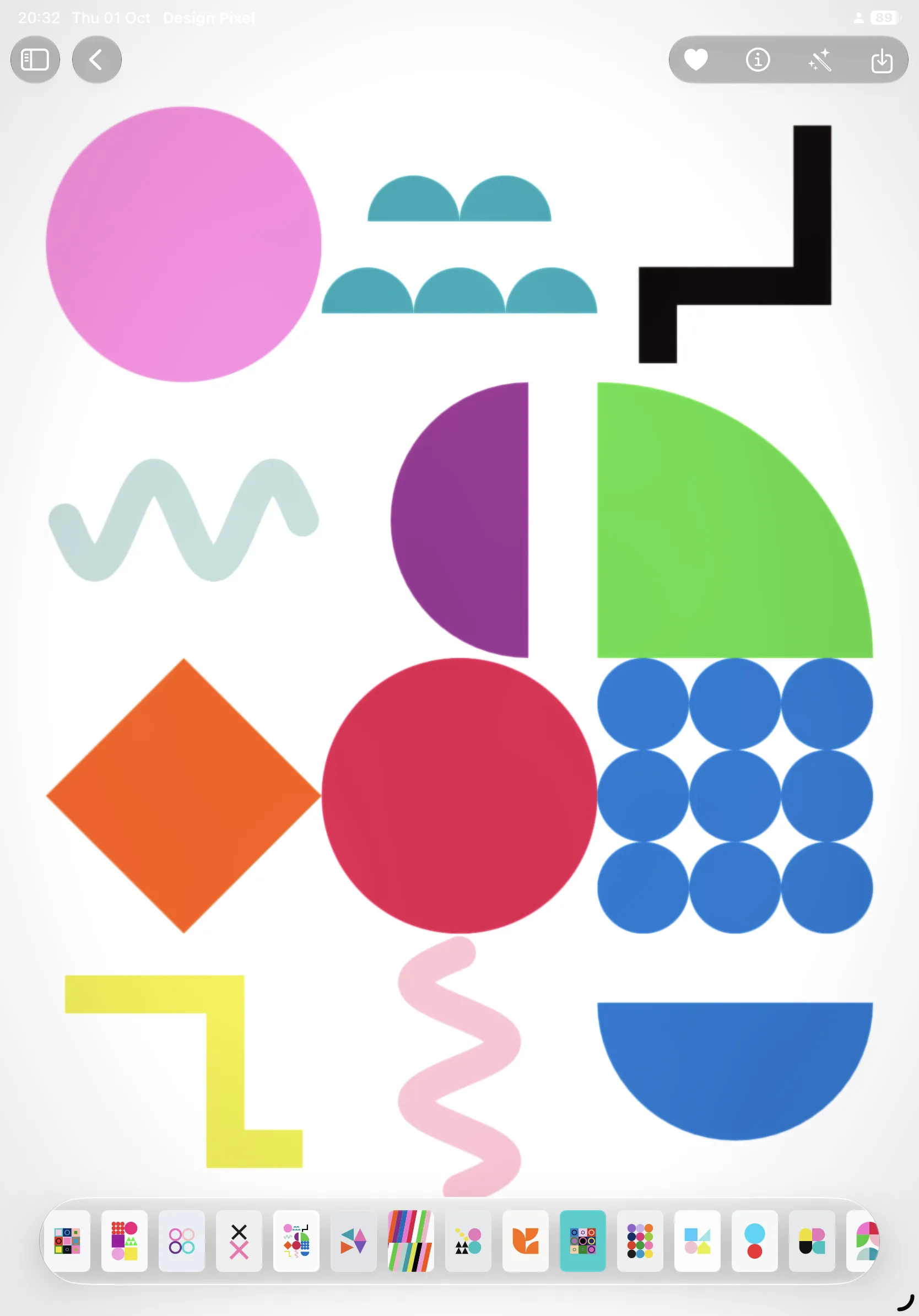 Design Pixel iPad screenshot 1: geometric artwork and creative controls