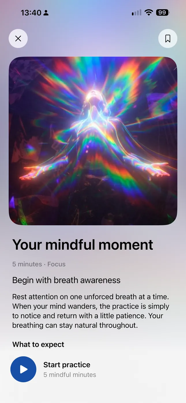 Ultra Zen Focus practice screen