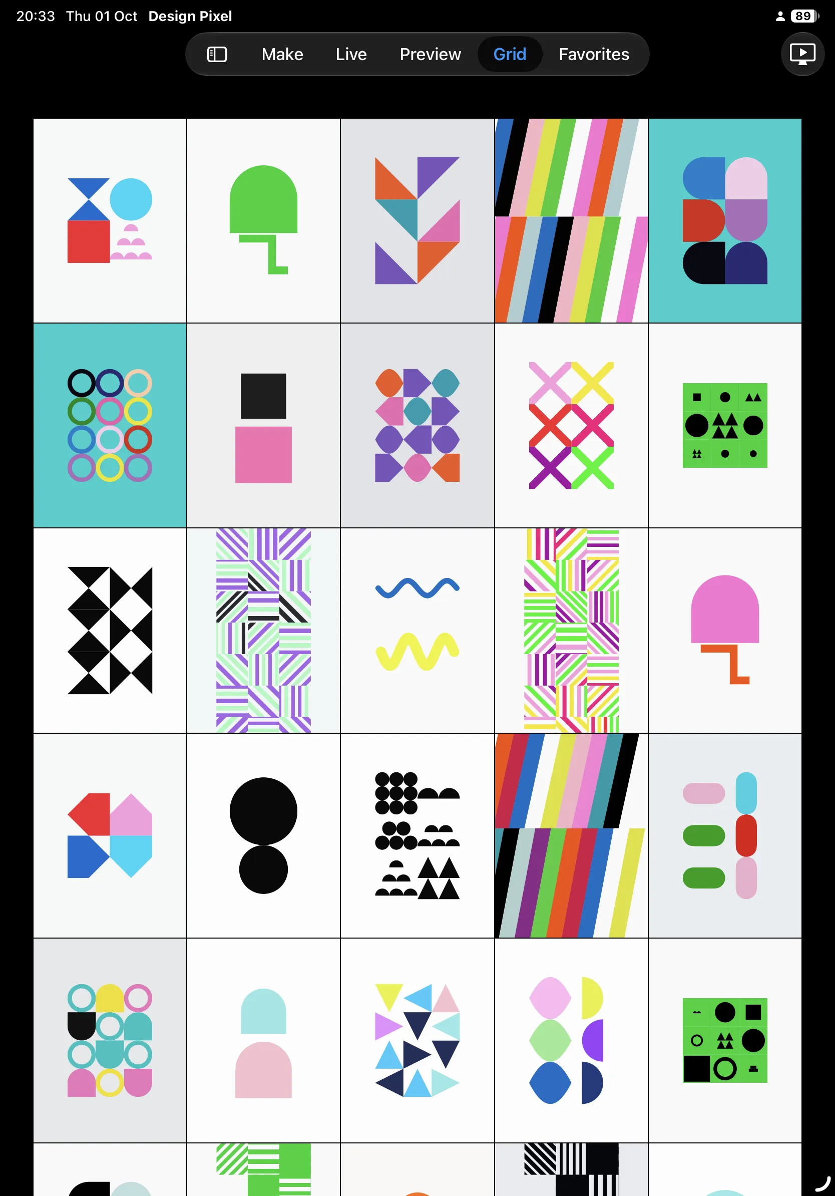 Design Pixel iPad screenshot 9: geometric artwork and creative controls